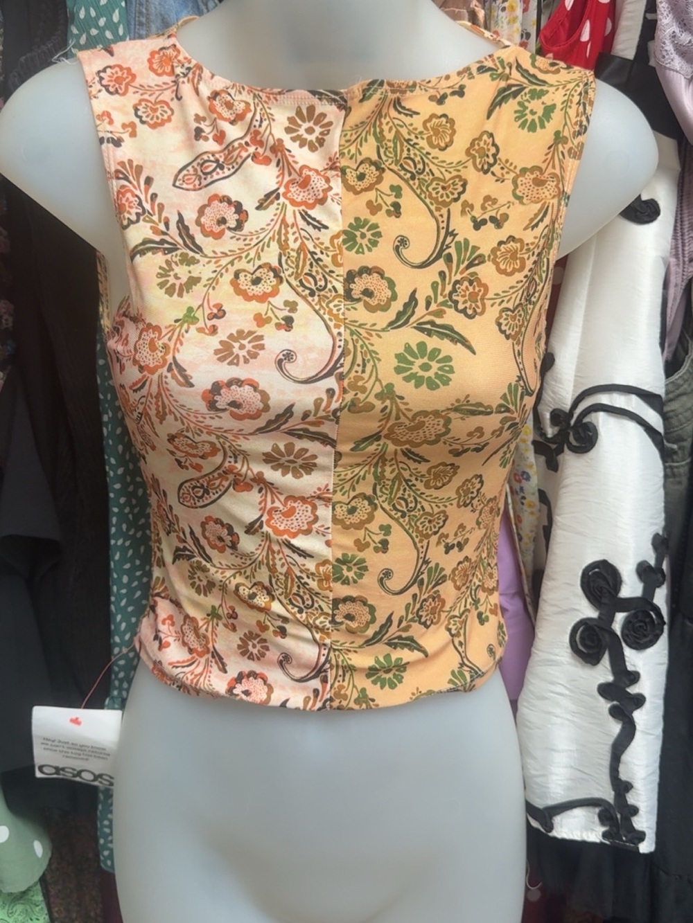 ASOS Reclaimed Vintage Y2K Sleeveless Floral Patchwork Top